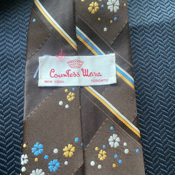 24- The Mr. James Tie – Vintage 1980s Wide Brown Floral Tie - Picture 4 of 8